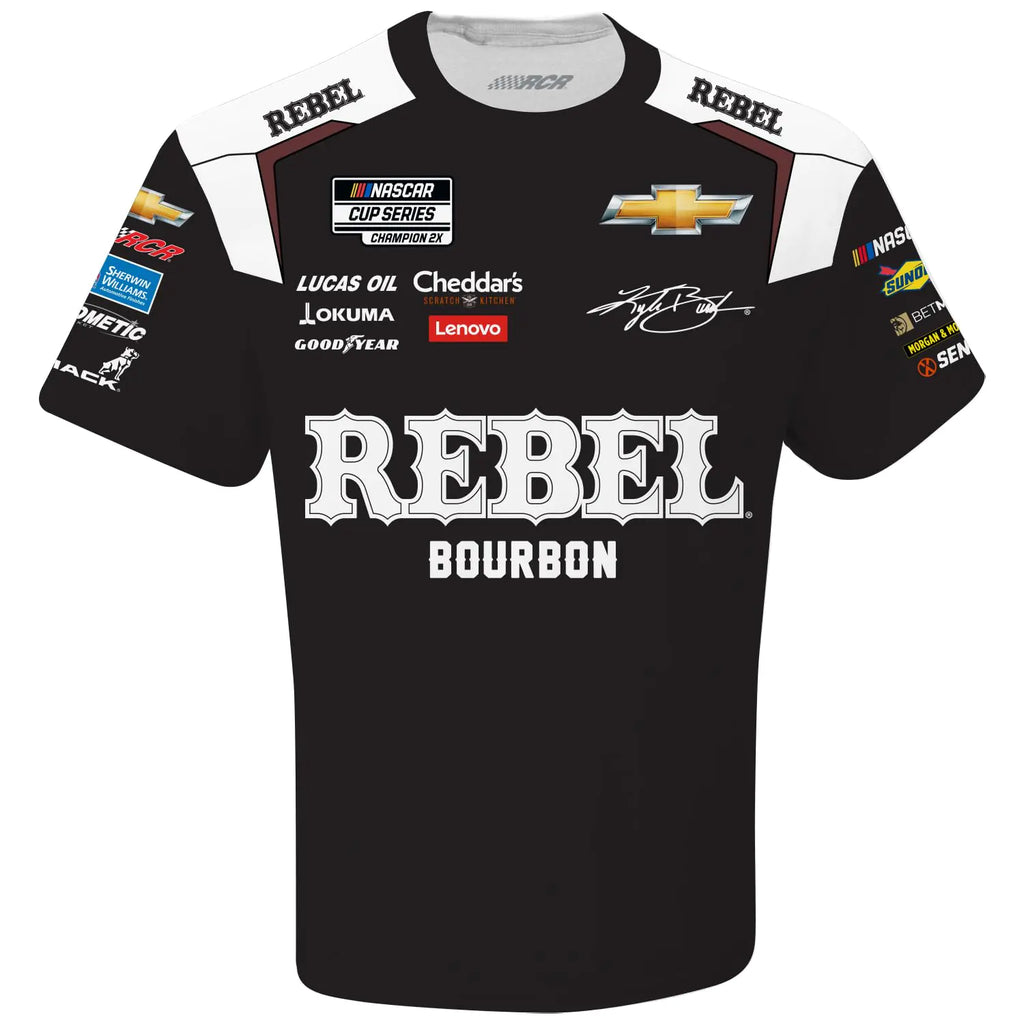 CHECKERED FLAG SPORTS Kyle Busch #8 NASCAR 2024 Rebel Sublimated Pit Uniform Black Shirt (US Alpha Large Regular Regular Black)