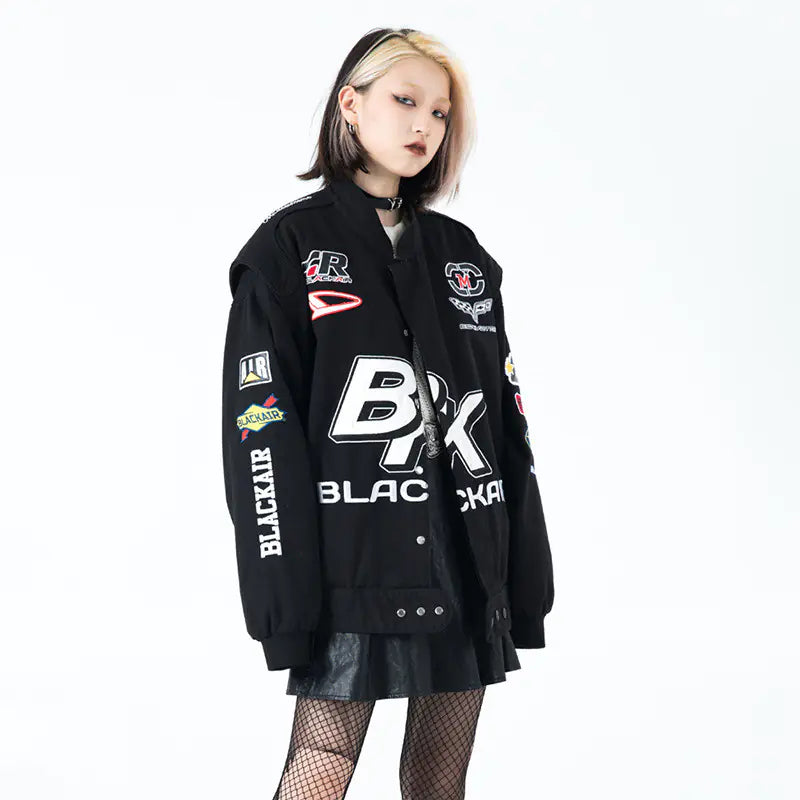 Unisex Loose Jacket with Racing Suit Design