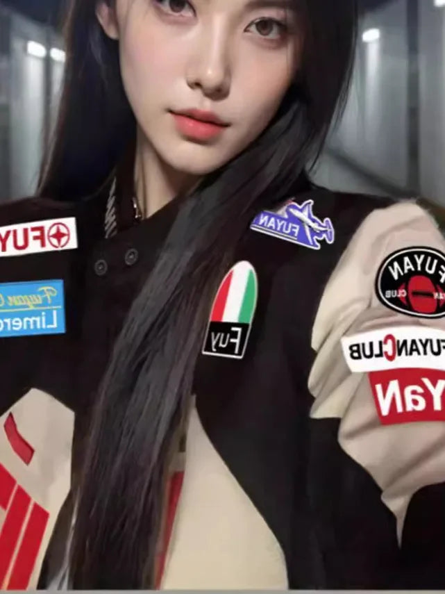 Women's Racing Motorcycle Jacket Long Sleeve Retro American Design Sense Biker Coat Autumn New Style Unique Knight Coat