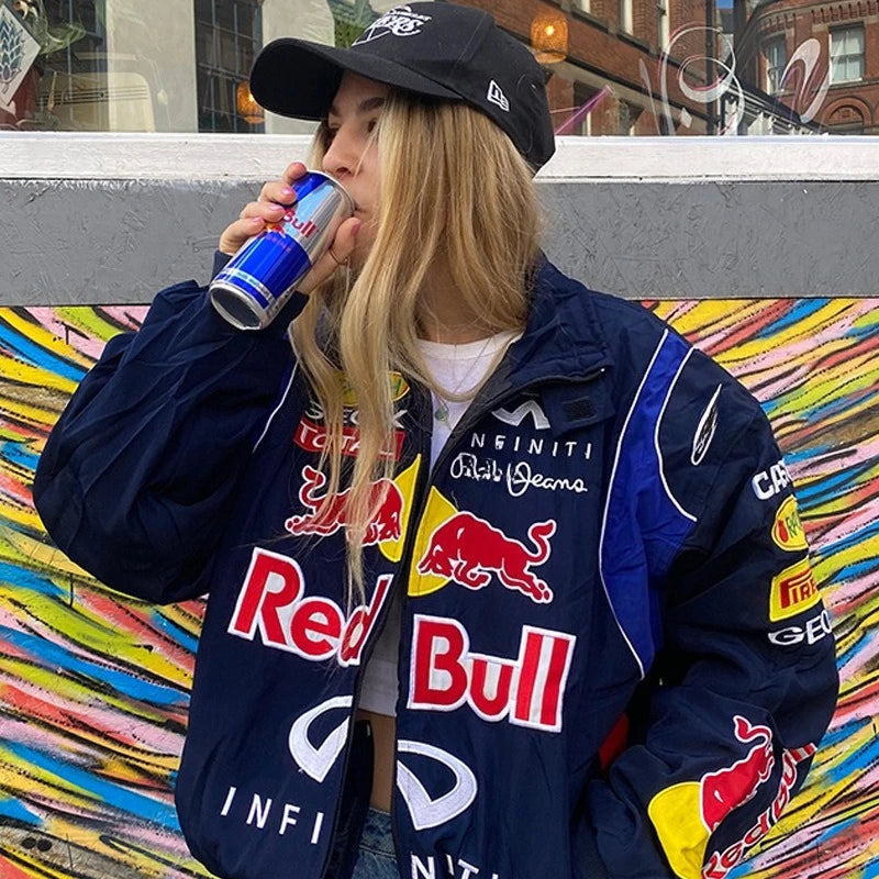 Red Bull Racing F1 Motorcycle Spring and Autumn Thin Jacket Sports Style Black Printed Casual Loose Long Sleeve