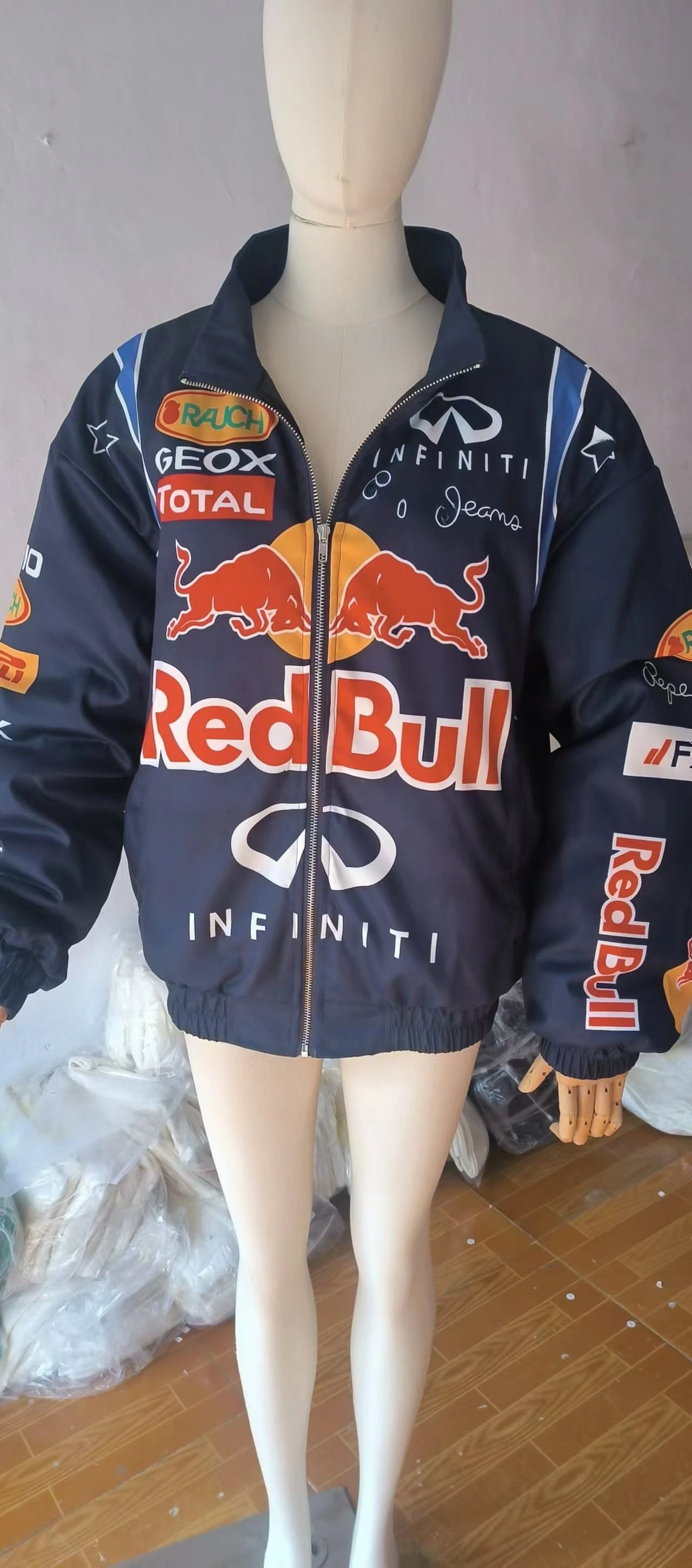 Red Bull Racing F1 Motorcycle Spring and Autumn Thin Jacket Sports Style Black Printed Casual Loose Long Sleeve