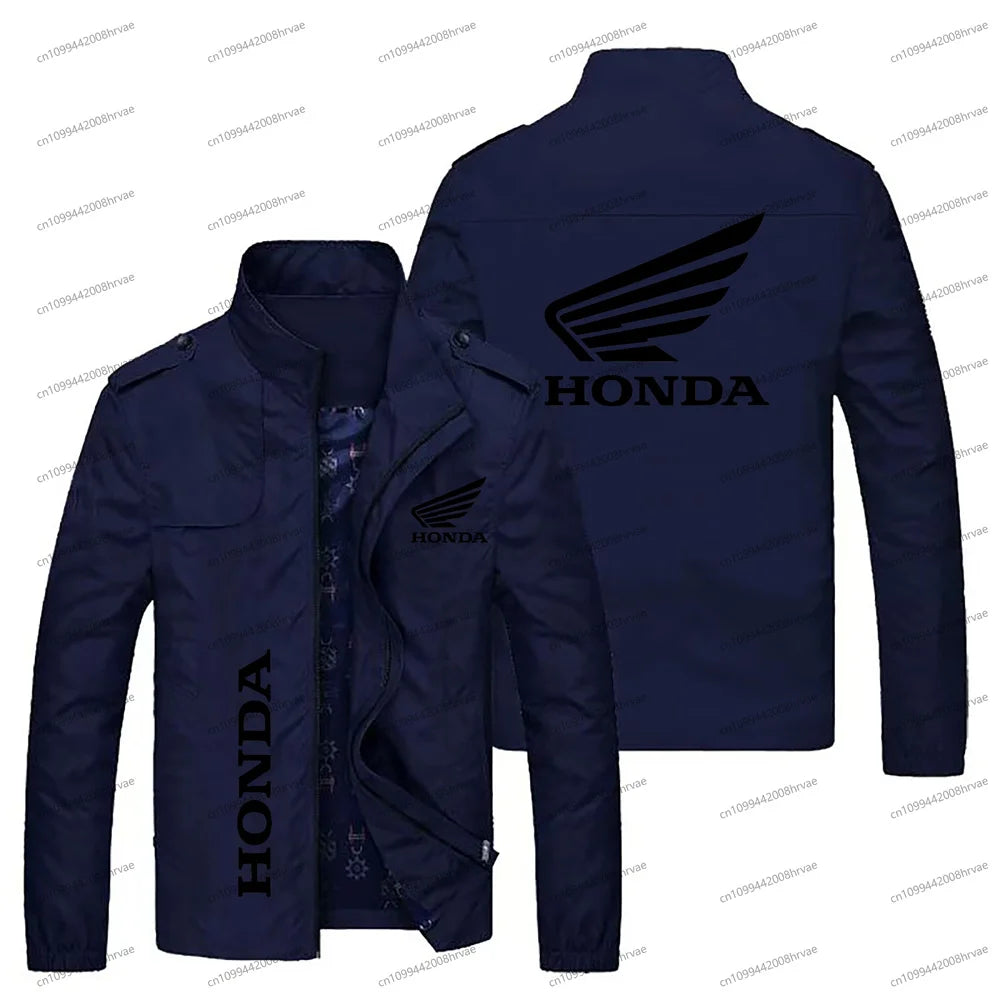 Spring and Autumn Men's Thin Jacket Honda Logo Printed Jacket Fashionable Bomber Jacket Motorcycle Racing Jacket