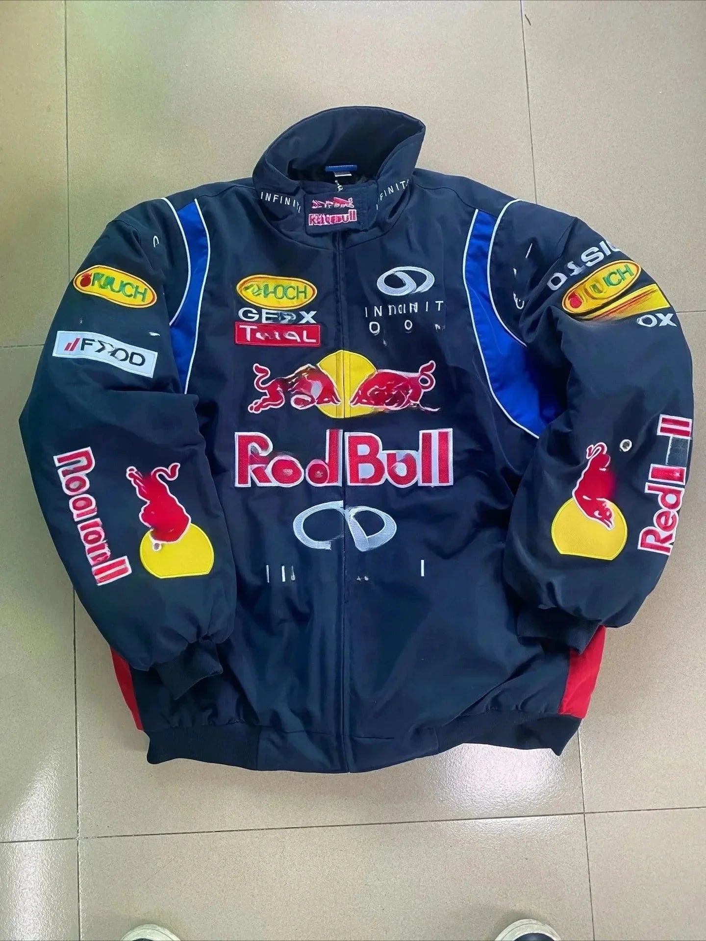 Red Bull racing suit, men's and women's cycling suit, embroidered jacket, spring and summer thin Thick jacket