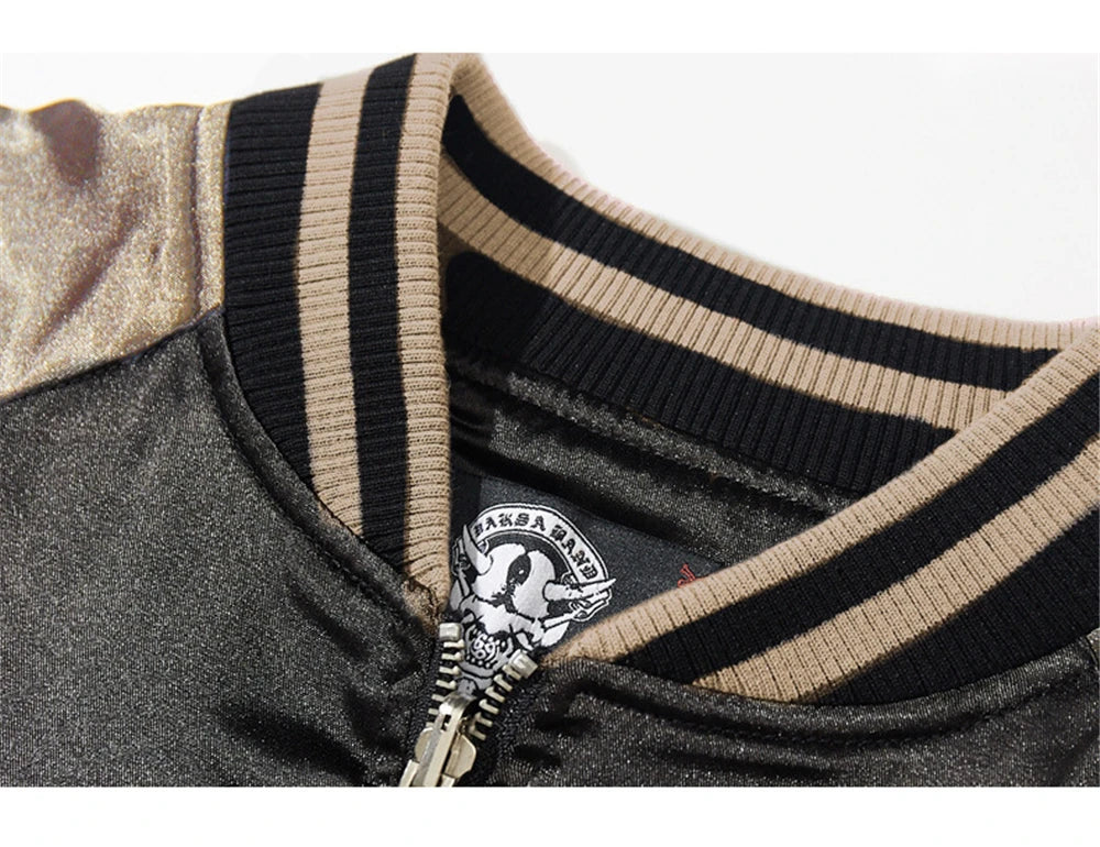 Vintage Streetwear Japanese Sukajan Souvenir Jacket 2025 Autumn Chinese Dragon Embroidered Jacket Loose Coat Varsity Jacket