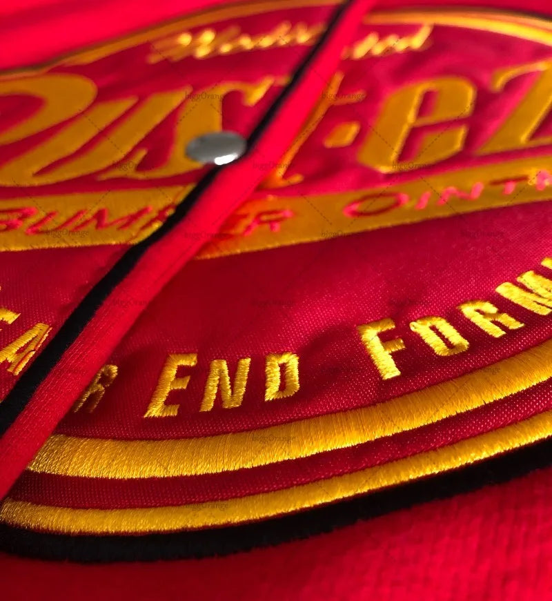 American New Fashion Letter Embroidery Oversized Red Spliced jacket Men Harajuku Y2K Casual Loose Button Baseball Uniform