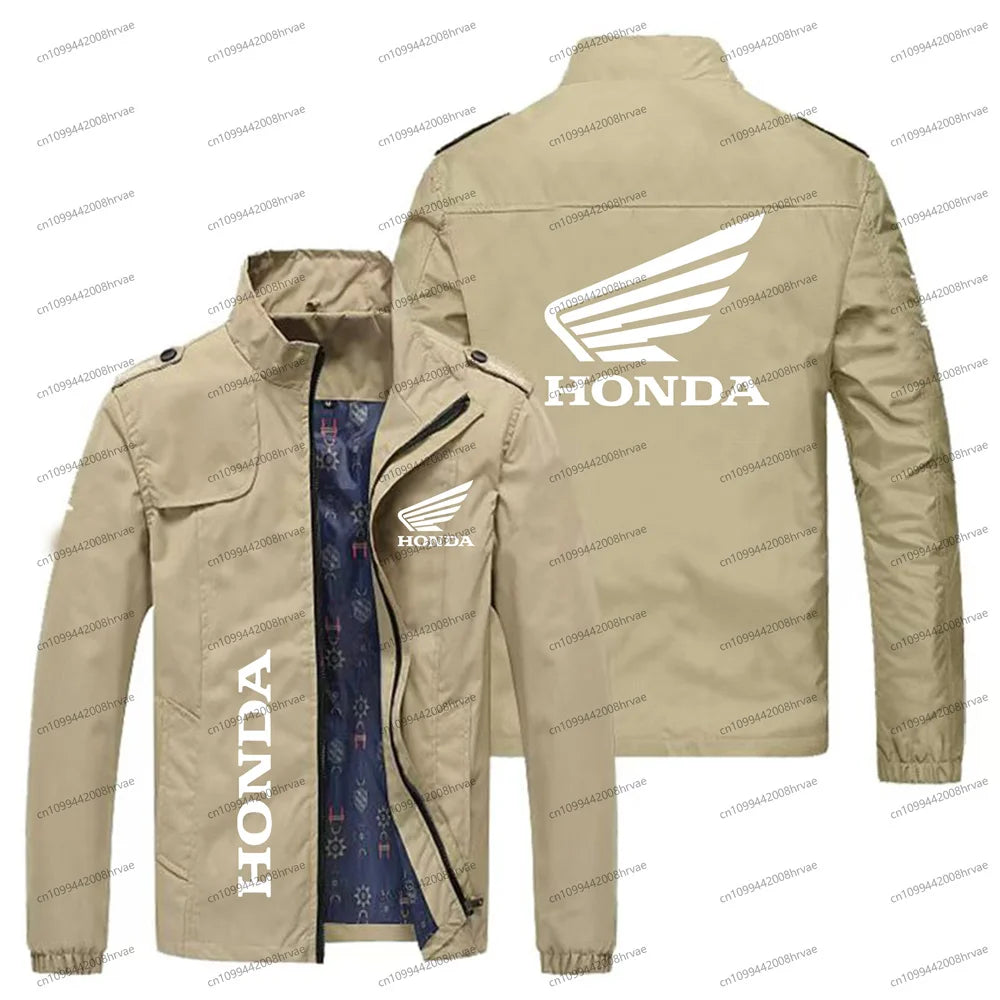 Spring and Autumn Men's Thin Jacket Honda Logo Printed Jacket Fashionable Bomber Jacket Motorcycle Racing Jacket