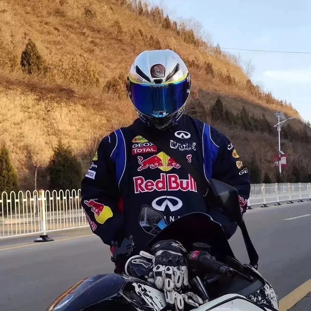 Red Bull racing suit, men's and women's cycling suit, embroidered jacket, spring and summer thin Thick jacket