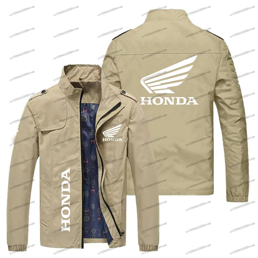 Spring and Autumn Men's Thin Jacket Honda Logo Printed Jacket Fashionable Bomber Jacket Motorcycle Racing Jacket