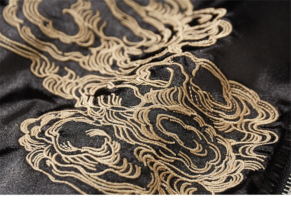 Vintage Streetwear Japanese Sukajan Souvenir Jacket 2025 Autumn Chinese Dragon Embroidered Jacket Loose Coat Varsity Jacket