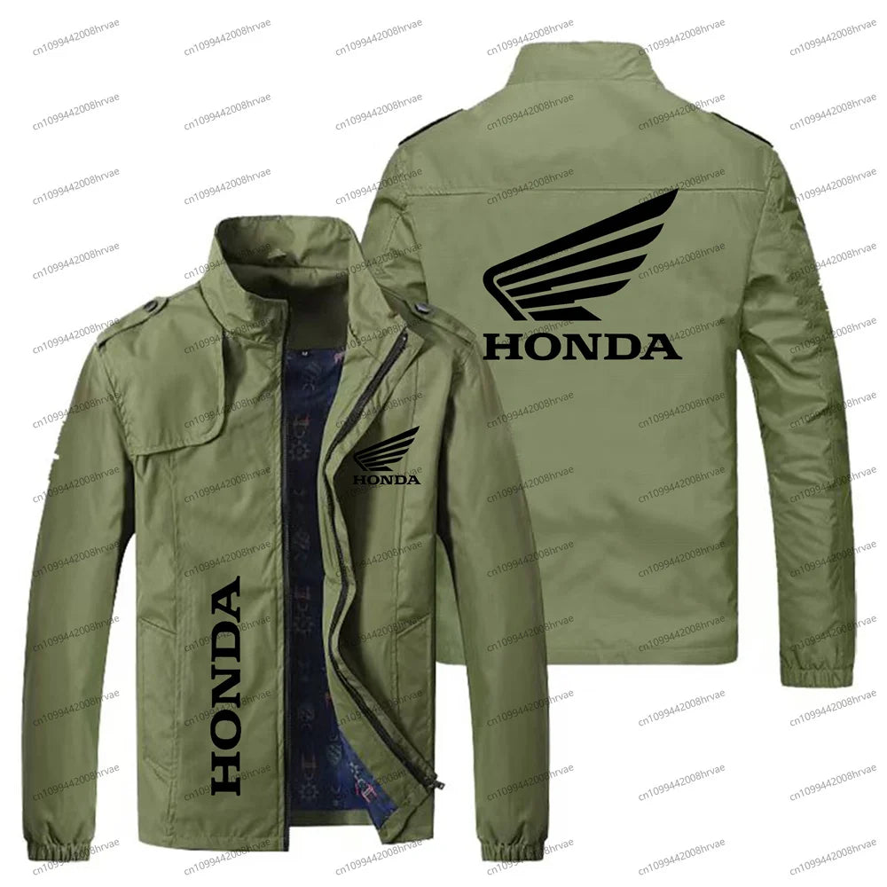 Spring and Autumn Men's Thin Jacket Honda Logo Printed Jacket Fashionable Bomber Jacket Motorcycle Racing Jacket