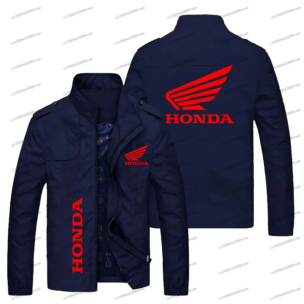 Spring and Autumn Men's Thin Jacket Honda Logo Printed Jacket Fashionable Bomber Jacket Motorcycle Racing Jacket
