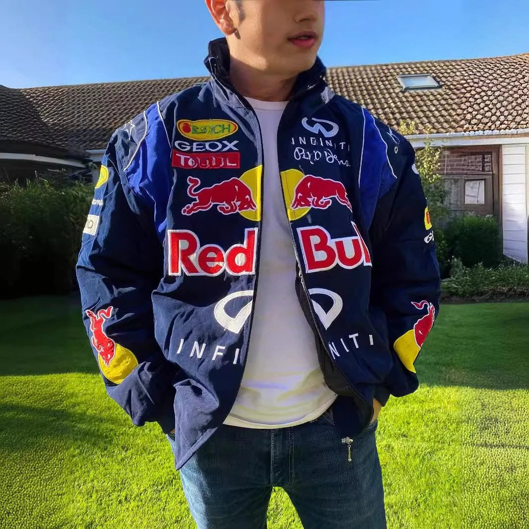 Red Bull Racing F1 Motorcycle Spring and Autumn Thin Jacket Sports Style Black Printed Casual Loose Long Sleeve