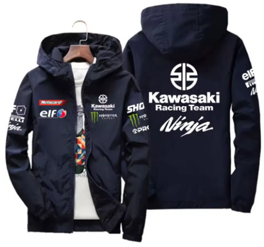2025 Fashion New Kawasaki Motorcycle Jacket, Racing, Waterproof and Windproof, Outdoor Sports Bicycle, Men's Fan Jacket