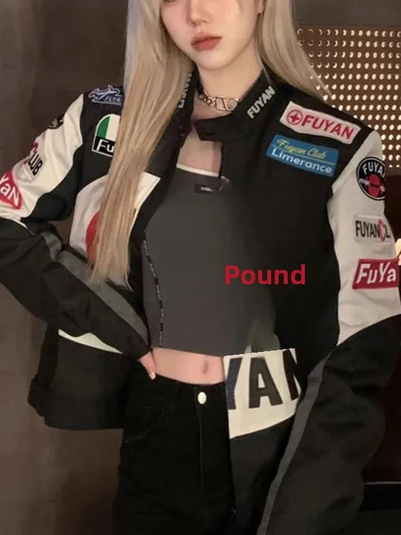 Women's Racing Motorcycle Jacket Long Sleeve Retro American Design Sense Biker Coat Autumn New Style Unique Knight Coat