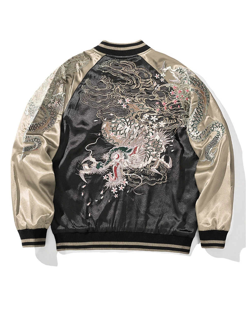 Vintage Streetwear Japanese Sukajan Souvenir Jacket 2025 Autumn Chinese Dragon Embroidered Jacket Loose Coat Varsity Jacket