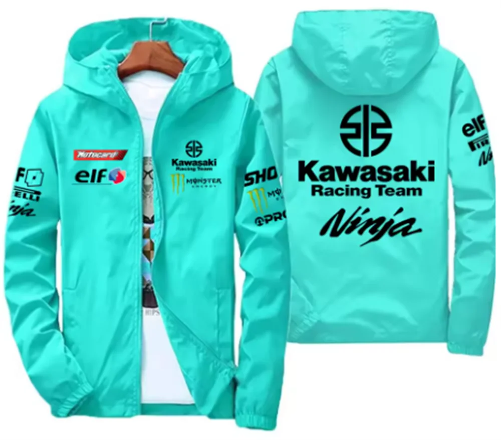 2025 Fashion New Kawasaki Motorcycle Jacket, Racing, Waterproof and Windproof, Outdoor Sports Bicycle, Men's Fan Jacket