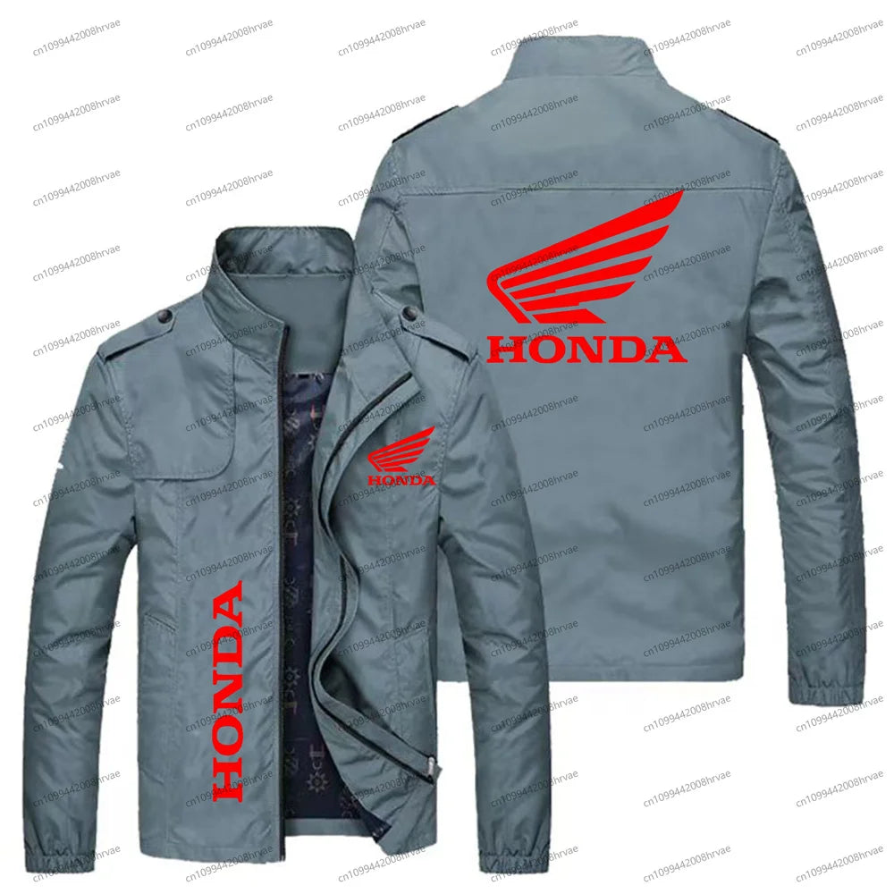 Spring and Autumn Men's Thin Jacket Honda Logo Printed Jacket Fashionable Bomber Jacket Motorcycle Racing Jacket