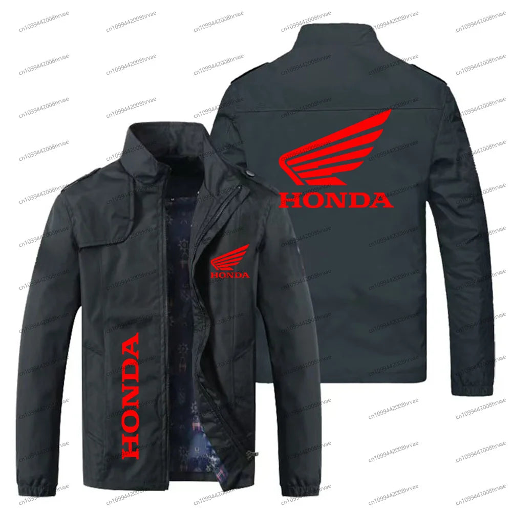 Spring and Autumn Men's Thin Jacket Honda Logo Printed Jacket Fashionable Bomber Jacket Motorcycle Racing Jacket