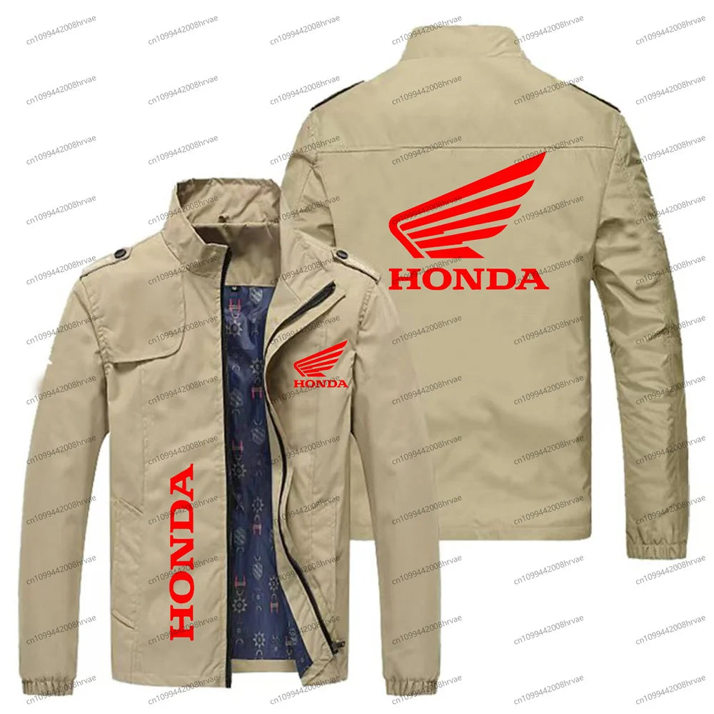 Spring and Autumn Men's Thin Jacket Honda Logo Printed Jacket Fashionable Bomber Jacket Motorcycle Racing Jacket