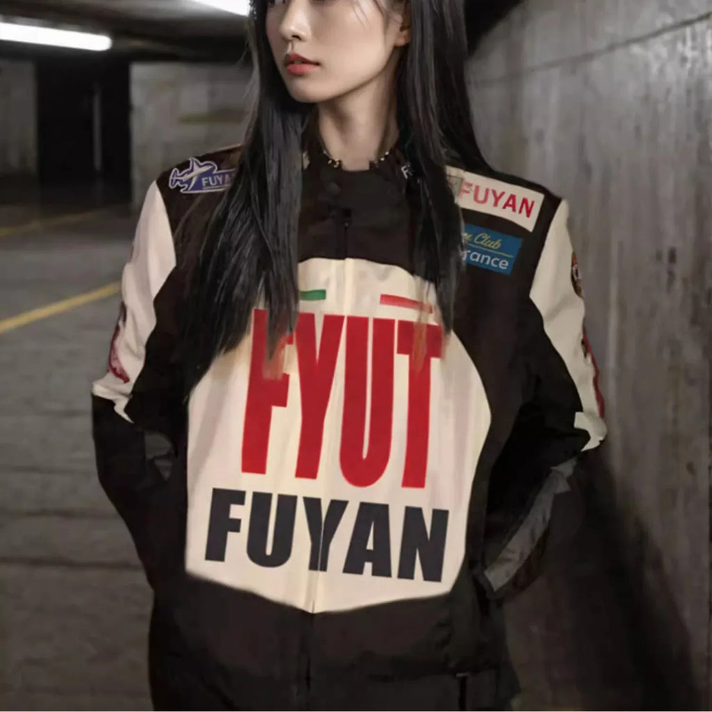 Women's Racing Motorcycle Jacket Long Sleeve Retro American Design Sense Biker Coat Autumn New Style Unique Knight Coat