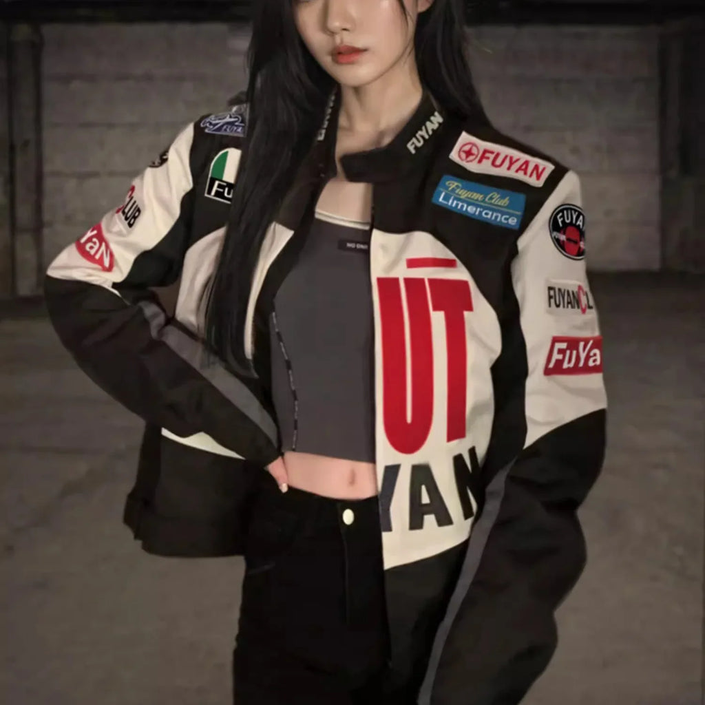 Women's Racing Motorcycle Jacket Long Sleeve Retro American Design Sense Biker Coat Autumn New Style Unique Knight Coat