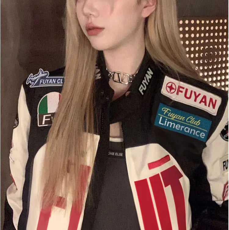Women's Racing Motorcycle Jacket Long Sleeve Retro American Design Sense Biker Coat Autumn New Style Unique Knight Coat