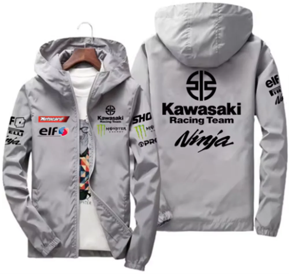 2025 Fashion New Kawasaki Motorcycle Jacket, Racing, Waterproof and Windproof, Outdoor Sports Bicycle, Men's Fan Jacket