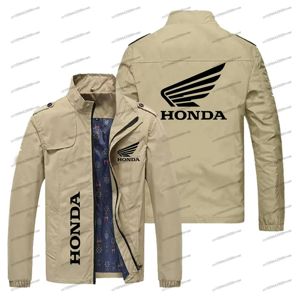 Spring and Autumn Men's Thin Jacket Honda Logo Printed Jacket Fashionable Bomber Jacket Motorcycle Racing Jacket