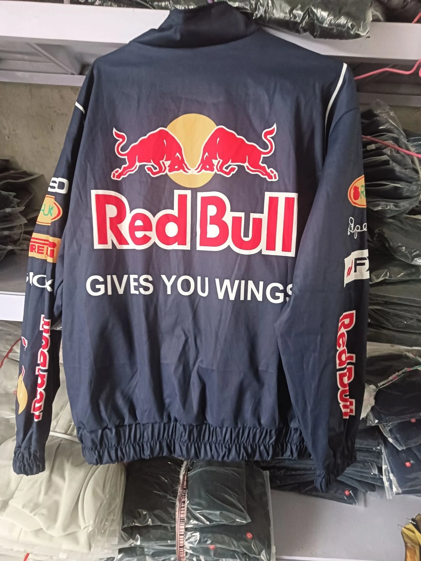 Red Bull Racing F1 Motorcycle Spring and Autumn Thin Jacket Sports Style Black Printed Casual Loose Long Sleeve