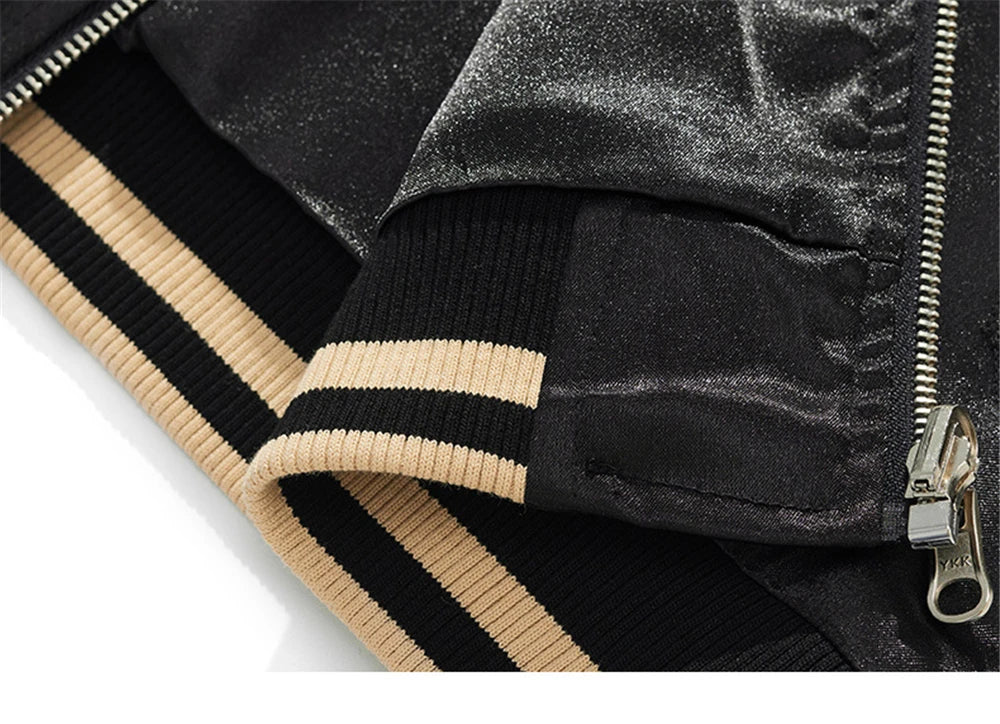 Vintage Streetwear Japanese Sukajan Souvenir Jacket 2025 Autumn Chinese Dragon Embroidered Jacket Loose Coat Varsity Jacket