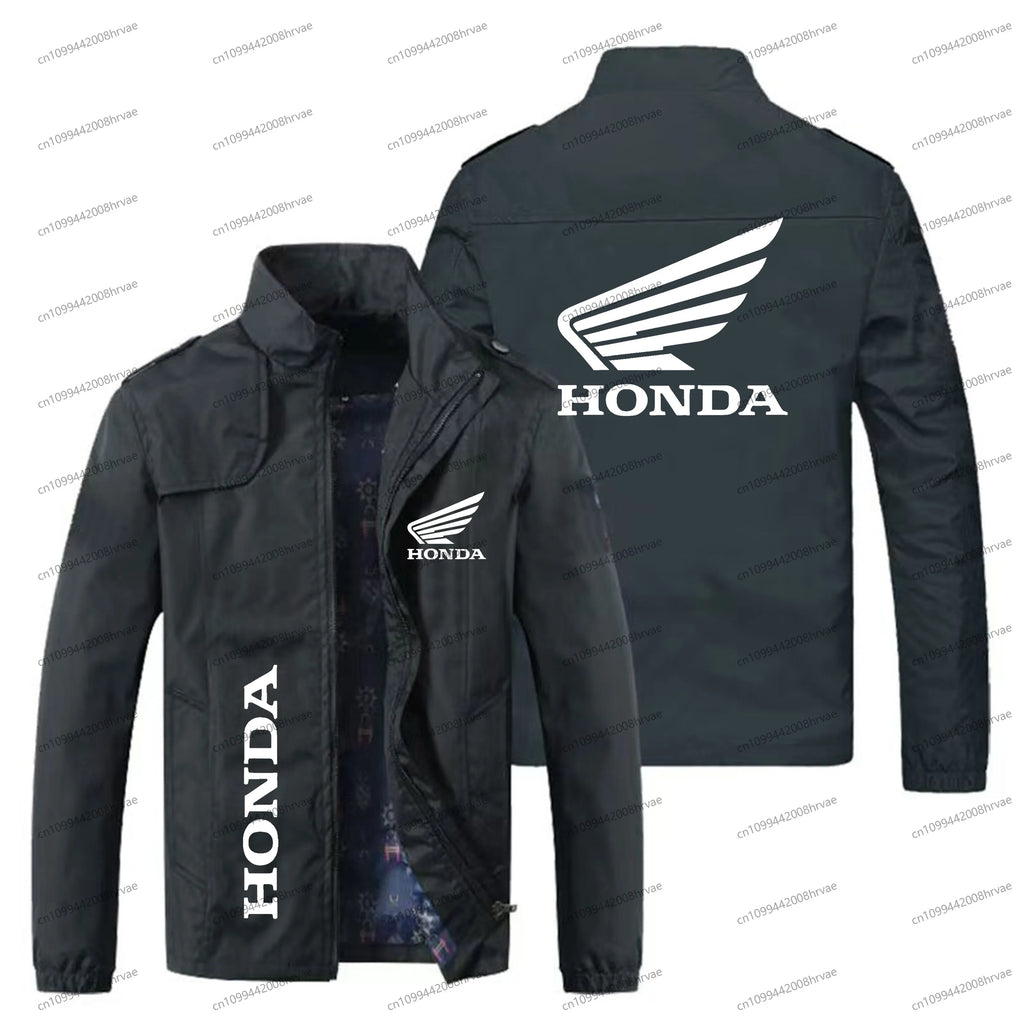 Spring and Autumn Men's Thin Jacket Honda Logo Printed Jacket Fashionable Bomber Jacket Motorcycle Racing Jacket