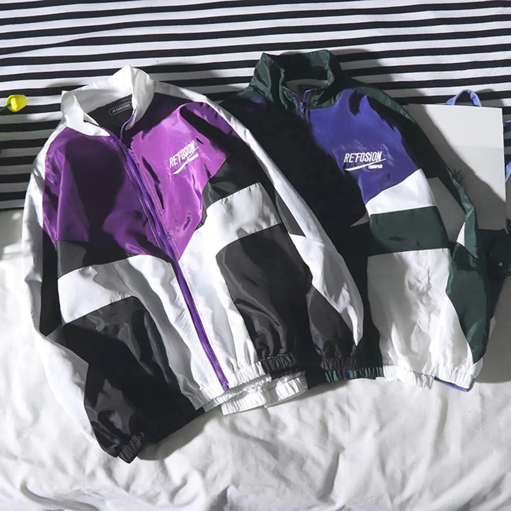 Hip Hop Patchwork Windbreaker Jacket